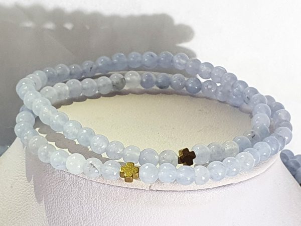 Beautiful aquamarine necklace and 2 bracelets with Greek crosses (3) - - Image 14