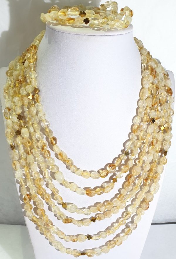 Beautiful citrine and Greek crosses -- necklace and 2 bracelets (3) - hematite - 925 silver gold plated brooch - Image 37