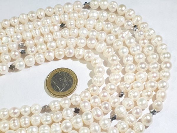 Freshwater pearl necklace and bracelet with Greek crosses (protection & balance) (2) - hematite - 925 silver brooch - Image 24