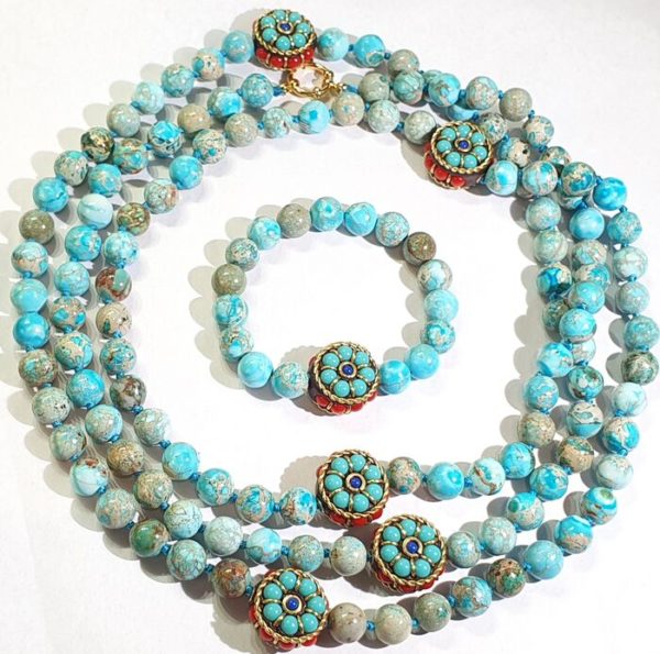 Blue Imperial Jasper necklace & bracelet good luck, health & fortune - Image 14