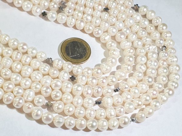 Freshwater pearl necklace and bracelet with Greek crosses (protection & balance) (2) - hematite - 925 silver brooch - Image 10