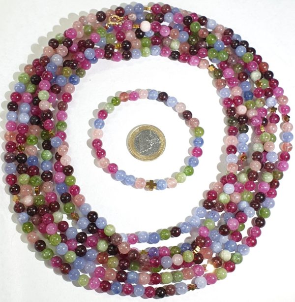 Semi-precious gems - top grade - 925 silver gold plated brooch - Image 3
