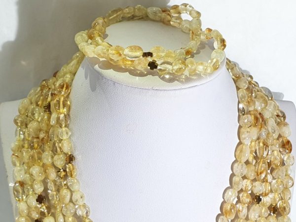Beautiful citrine and Greek crosses -- necklace and 2 bracelets (3) - hematite - 925 silver gold plated brooch - Image 18