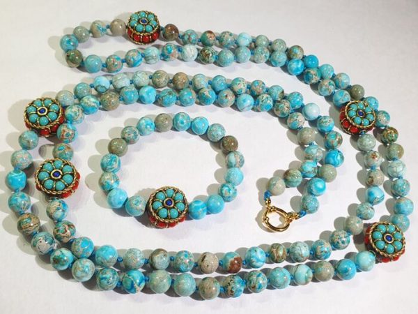 Blue Imperial Jasper necklace & bracelet good luck, health & fortune - Image 13