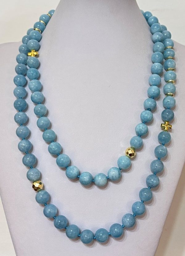 Exclusive SET from Aquamarine - with Greek crosses from Hematite (protection and balance) . Sterling Silver - Image 8