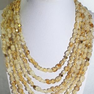 Beautiful citrine and Greek crosses -- necklace and 2 bracelets (3) - hematite - 925 silver gold plated brooch