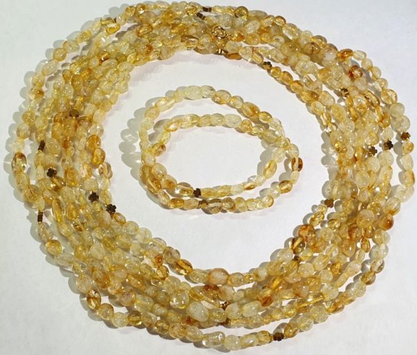 Beautiful citrine and Greek crosses -- necklace and 2 bracelets (3) - hematite - 925 silver gold plated brooch - Image 36