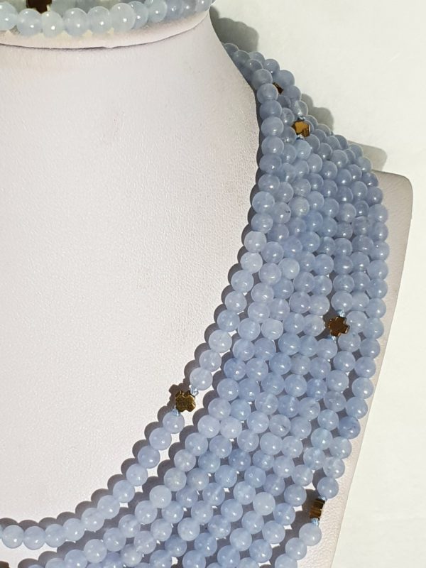 Beautiful aquamarine necklace and 2 bracelets with Greek crosses (3) - - Image 7