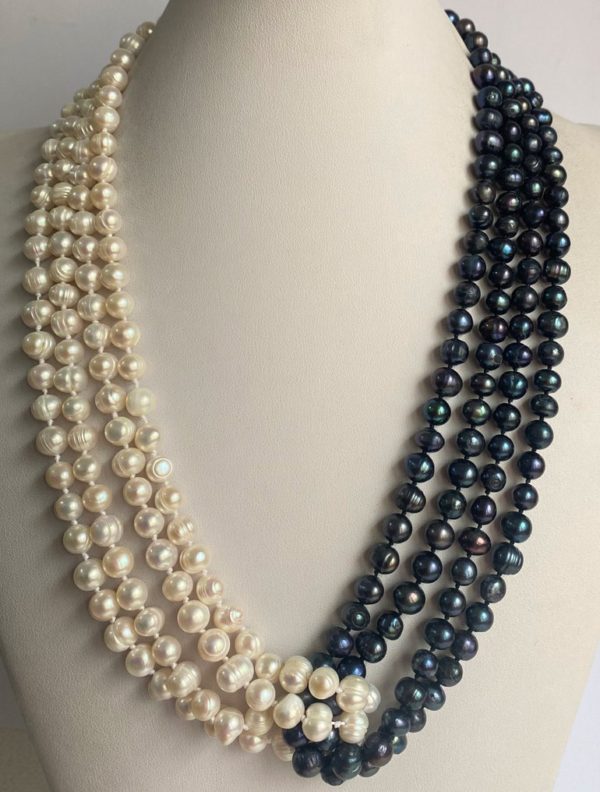 Set "Yin Yang" from Natural White and Black Pearls. - Wisdom and Harmony. Sterling Silver 925. - Image 11