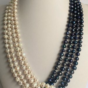 Set "Yin Yang" from Natural White and Black Pearls. - Wisdom and Harmony. Sterling Silver 925.