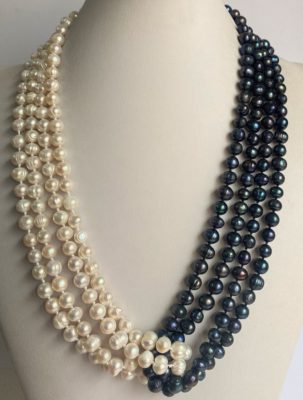 Set "Yin Yang" from Natural White and Black Pearls. - Wisdom and Harmony. Sterling Silver 925.