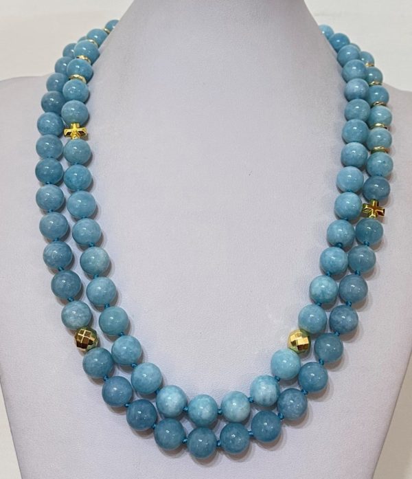 Exclusive SET from Aquamarine - with Greek crosses from Hematite (protection and balance) . Sterling Silver - Image 5