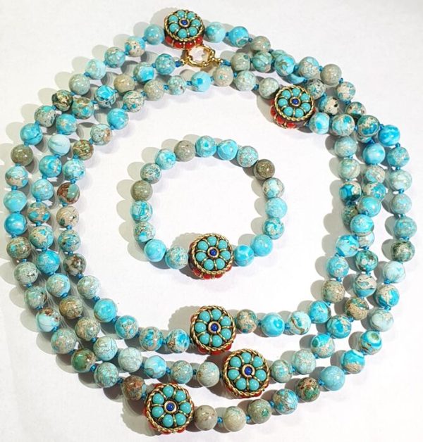 Blue Imperial Jasper necklace & bracelet good luck, health & fortune - Image 16