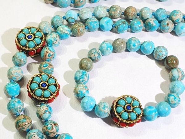 Blue Imperial Jasper necklace & bracelet good luck, health & fortune - Image 5