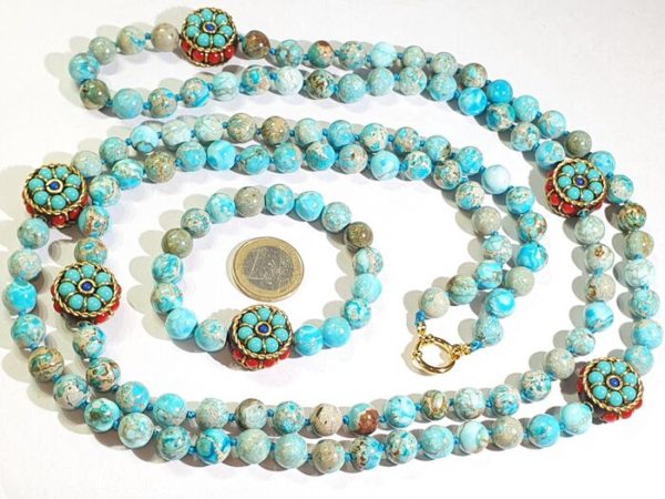 Blue Imperial Jasper necklace & bracelet good luck, health & fortune - Image 6
