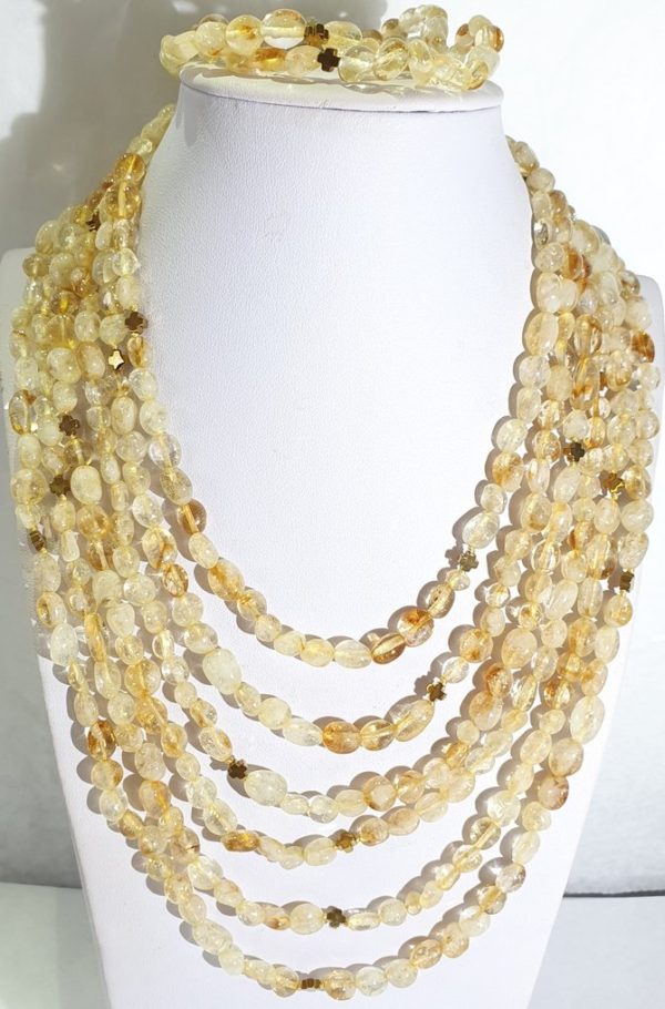 Beautiful citrine and Greek crosses -- necklace and 2 bracelets (3) - hematite - 925 silver gold plated brooch - Image 13