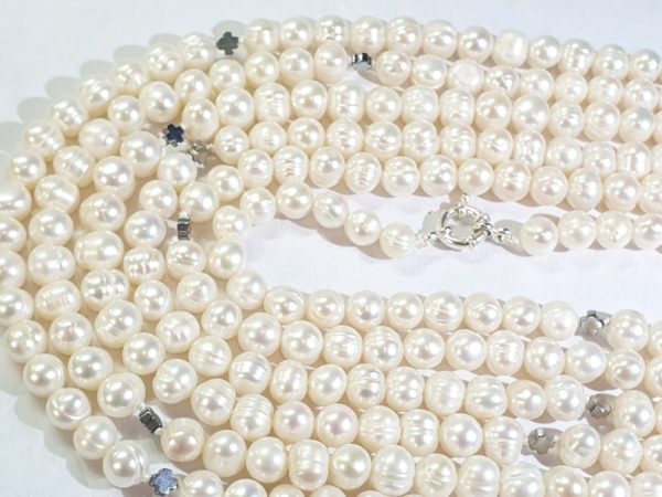 Freshwater pearl necklace and bracelet with Greek crosses (protection & balance) (2) - hematite - 925 silver brooch - Image 38
