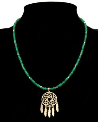 Emerald - 14K Gold Filled Gold Clasp - Good Energy - Protection and Good Fortunedream catcher