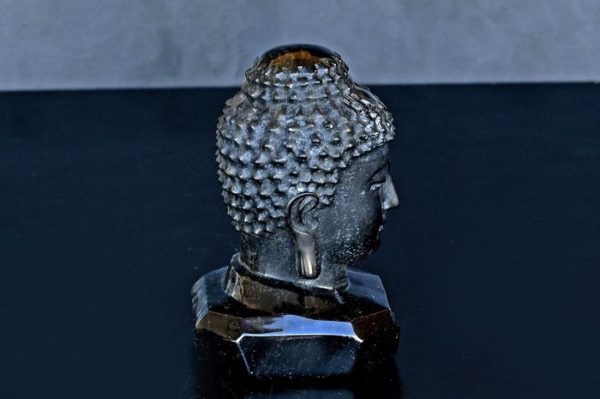 Fine detail Obsidian Buddha huvud with Gold shades- 9.6×6.3×6.1 cm - 411 g - Image 6