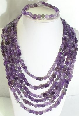 Amethysts with Greek crosses - necklace & bracelet (2)