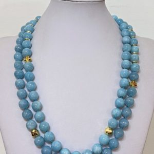 Exclusive SET from Aquamarine - with Greek crosses from Hematite (protection and balance) . Sterling Silver