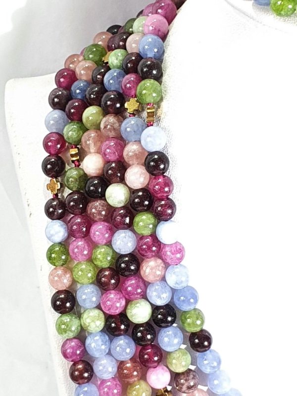 Semi-precious gems - top grade - 925 silver gold plated brooch - Image 7