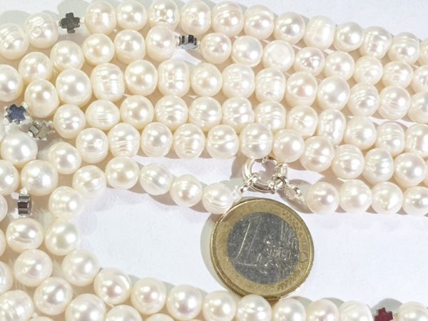Freshwater pearl necklace and bracelet with Greek crosses (protection & balance) (2) - hematite - 925 silver brooch - Image 12