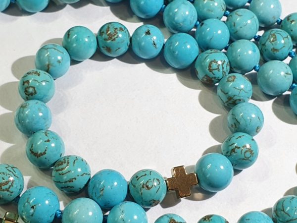Giant turquoisenite  necklace & bracelet (2) - hematite - gold plated 925 brooch - - Image 2