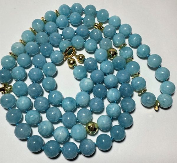Exclusive SET from Aquamarine - with Greek crosses from Hematite (protection and balance) . Sterling Silver - Image 9