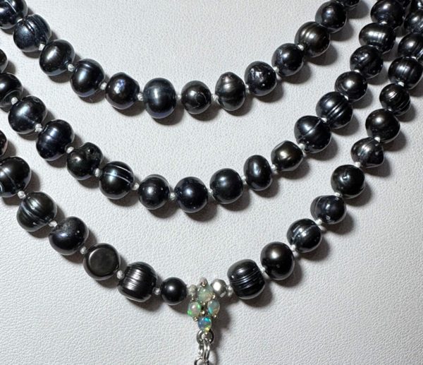 Exclusive SET from Natural Black Pearl and Ethiopian Opal - Greek crosses from Hematite (protection and balance) . Sterling Silver 925. - - Image 7