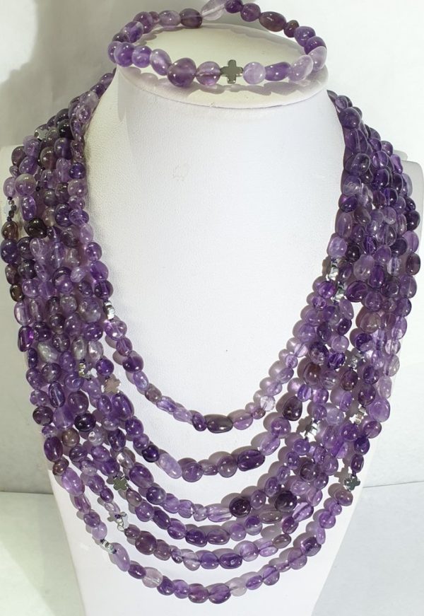 Amethysts with Greek crosses - necklace & bracelet (2) - Image 16