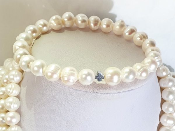 Freshwater pearl necklace and bracelet with Greek crosses (protection & balance) (2) - hematite - 925 silver brooch - Image 23