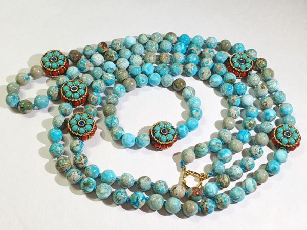 Blue Imperial Jasper necklace & bracelet good luck, health & fortune - Image 17