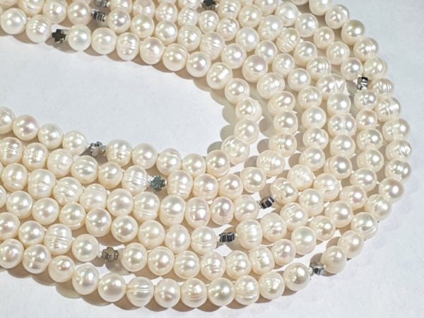 Freshwater pearl necklace and bracelet with Greek crosses (protection & balance) (2) - hematite - 925 silver brooch - Image 36