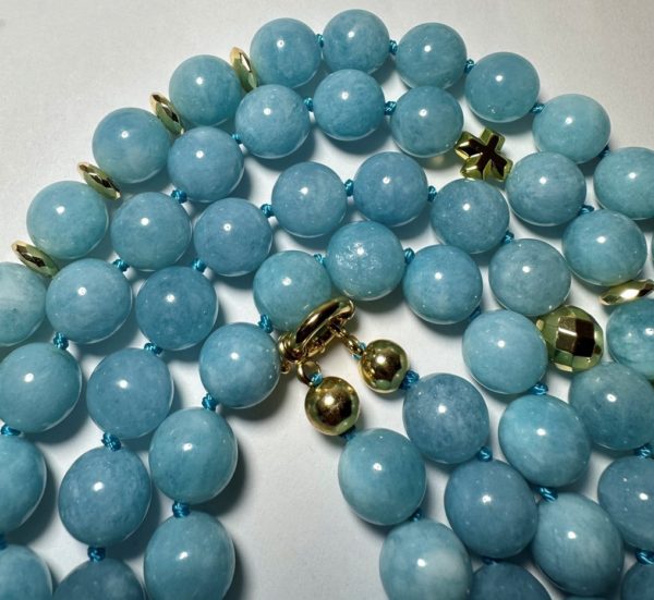 Exclusive SET from Aquamarine - with Greek crosses from Hematite (protection and balance) . Sterling Silver - Image 2