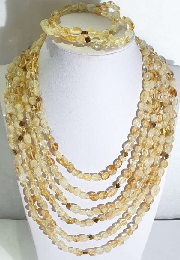 Beautiful citrine and Greek crosses -- necklace and 2 bracelets (3) - hematite - 925 silver gold plated brooch - Image 14