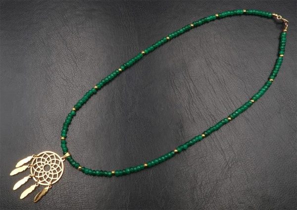 Emerald - 14K Gold Filled Gold Clasp - Good Energy - Protection and Good Fortunedream catcher - Image 3