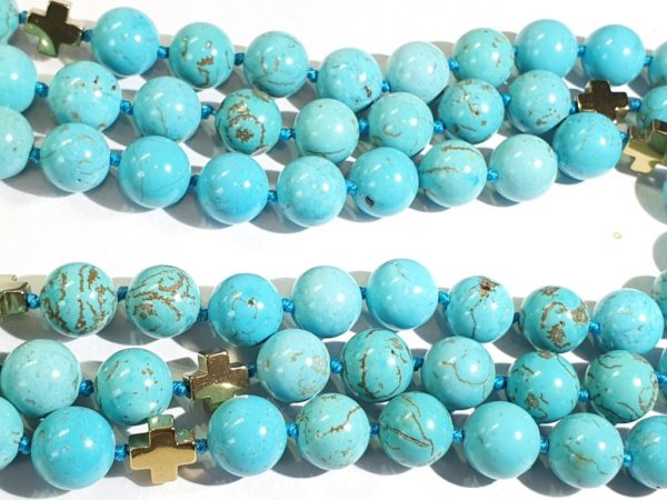 Giant turquoisenite  necklace & bracelet (2) - hematite - gold plated 925 brooch - - Image 3
