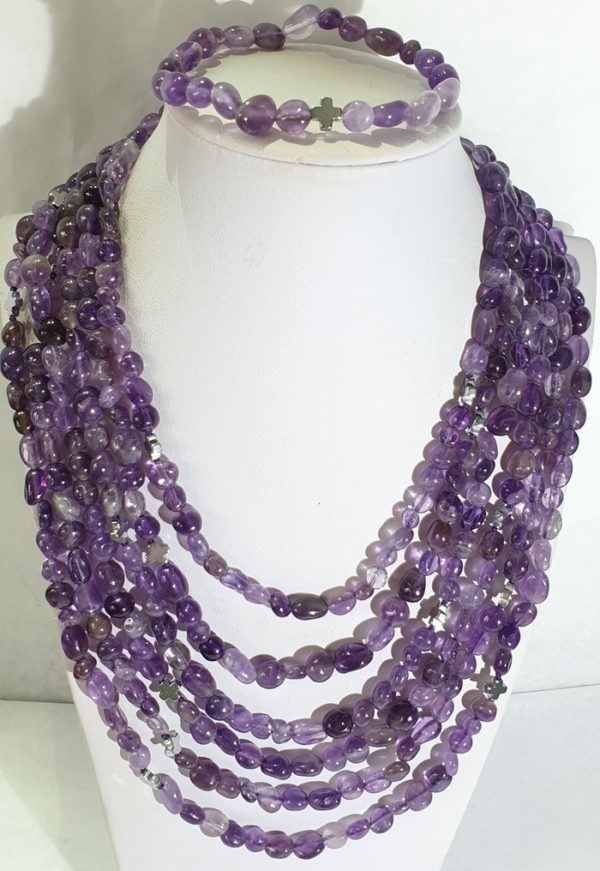 Amethysts with Greek crosses - necklace & bracelet (2) - Image 5