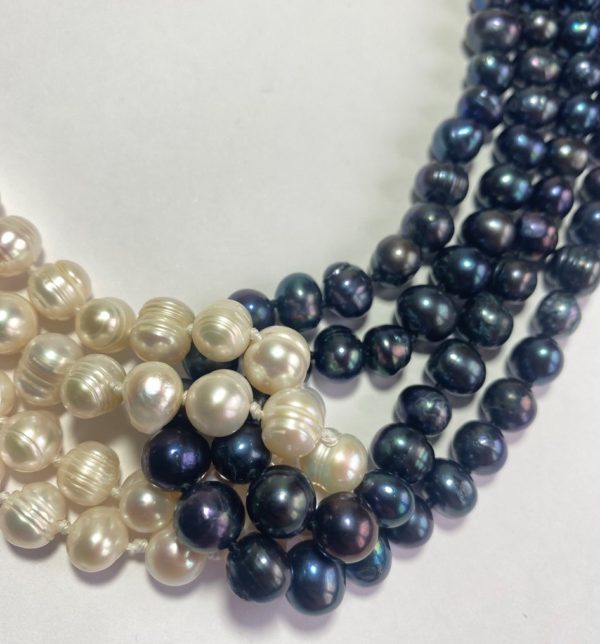 Set "Yin Yang" from Natural White and Black Pearls. - Wisdom and Harmony. Sterling Silver 925. - Image 5